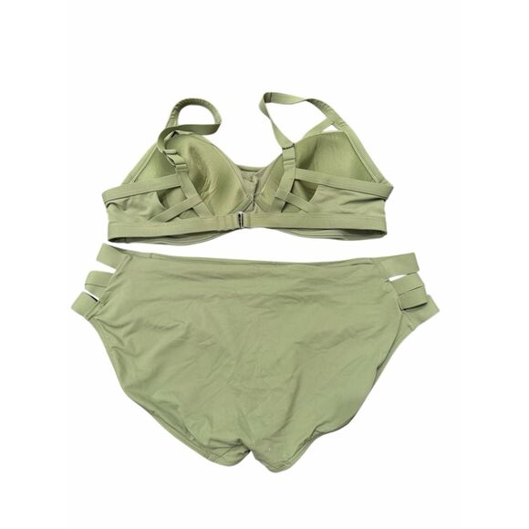 Athleta green square neck bikini swimsuit- size L - Picture 2 of 6